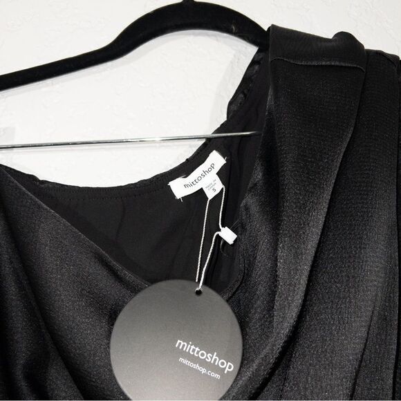 NWT Mittoshop Black One Shoulder Satin Romper Size Small - Picture 7 of 12